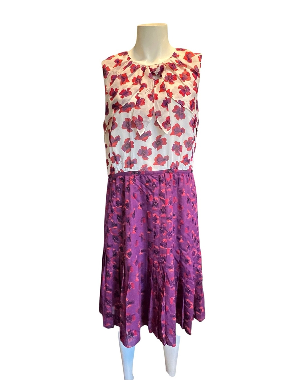 Tory Burch Purple Floral Midi Skirt with Pink Accents